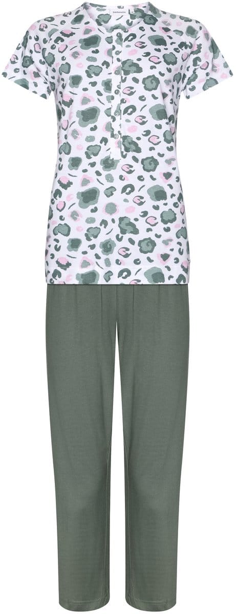 Pastunette Pyjama Green Breeze - Bio Katoen - Wit/Groen - Maat 36