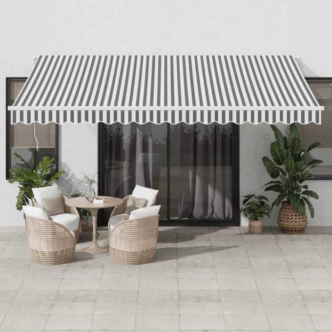 vidaXL - Uitschuifbare - luifel - Antraciet - en - Wit - 450 - × - 350 - cm