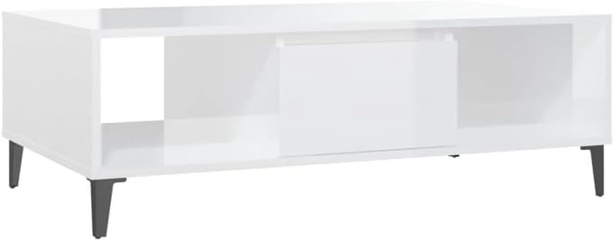 Salontafel - Bijzettafel modern - Woonkamer inrichten - Hoogglans wit - 103x60x35 cm - Wit