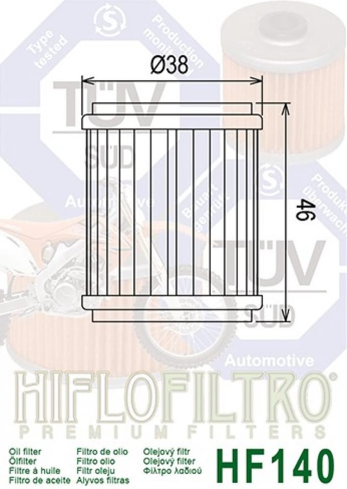 Hiflofiltro-oliefilter voor Yamaha 250 WR (2009-2000), nieuw
