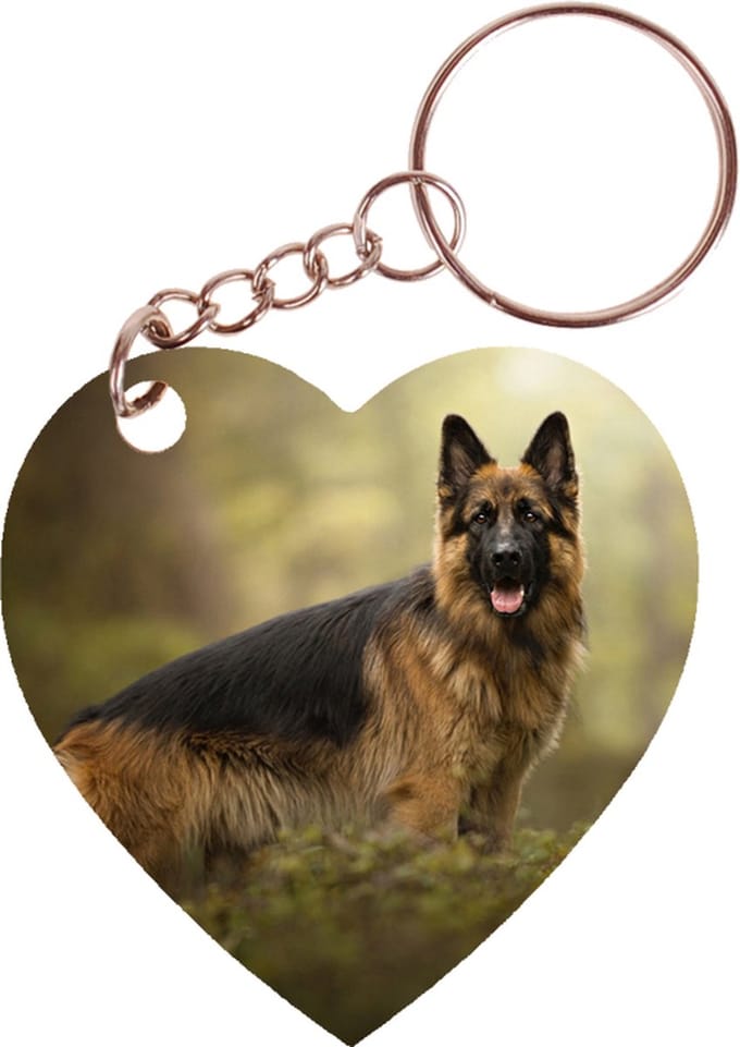 Sleutelhanger hartje 5x5cm - Duitse Herder