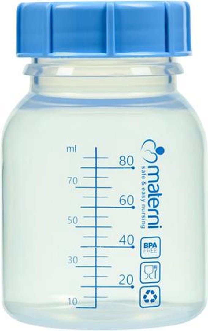 30x Materni Moedermelkflesje 80 ml met dop tbv borstvoeding