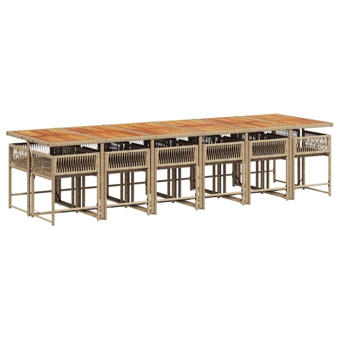 vidaXL - 13-delige - Tuinset - met - kussens - poly - rattan - beige