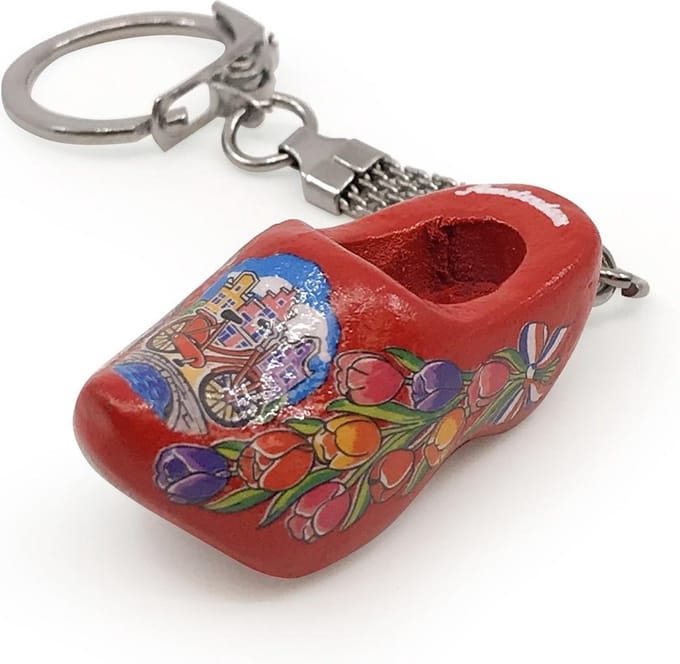 12 stuks sleutelhanger klomp enkel 4 cm Amsterdam rood