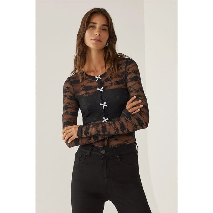 Kanten Blouse met Strikdetail