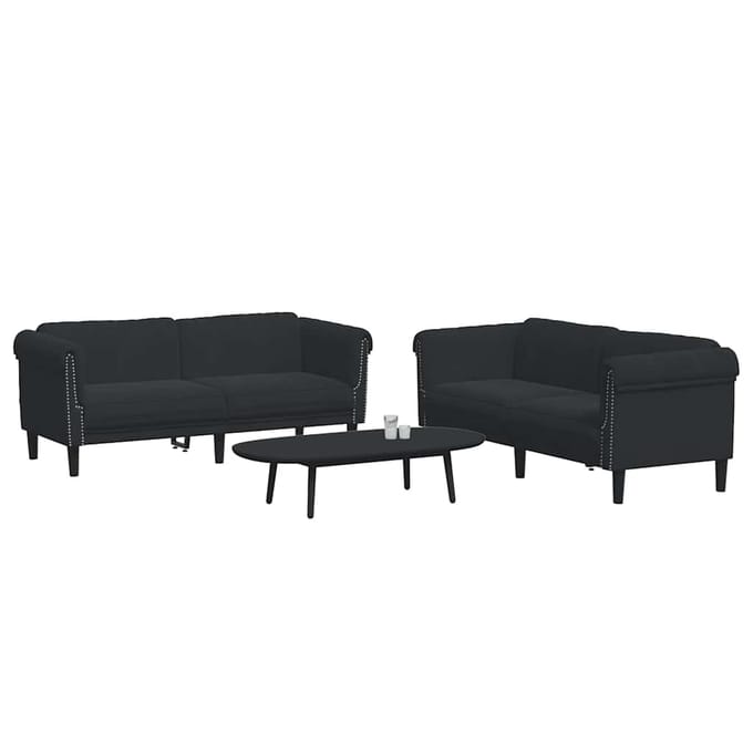 vidaXL - 2-delige - Loungeset - fluweel - zwart
