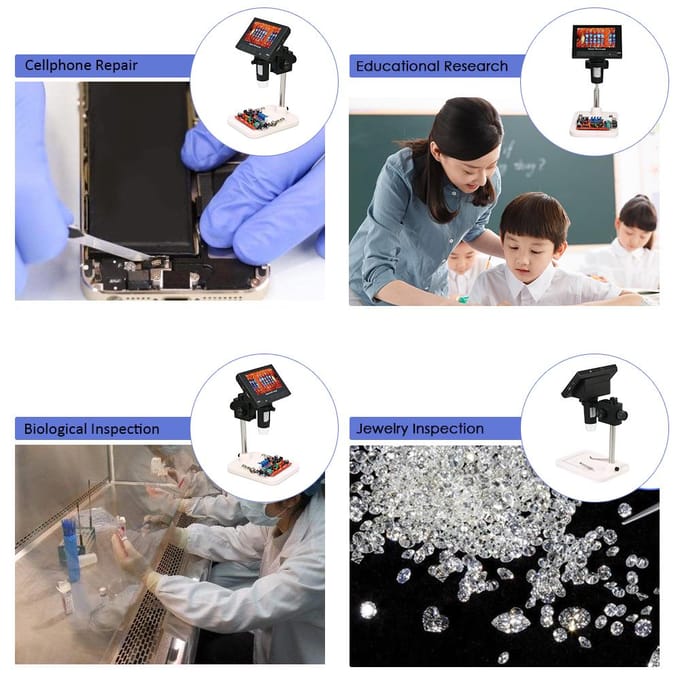1000X 4,3  LCD-scherm draagbare microscoop 720P LED digitale vergrootglas met houder voor printplaat