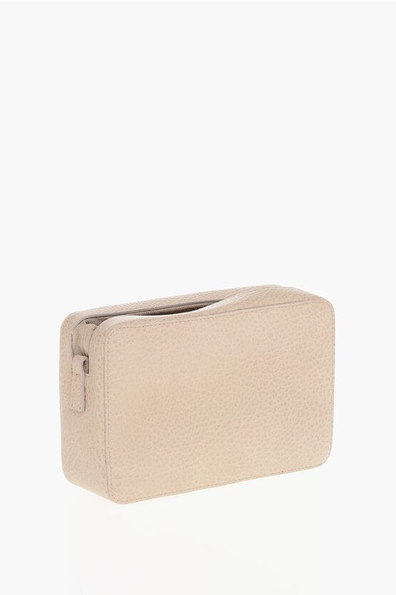 MM11 Gestructureerde leren 5A crossbodytas met canvasdetail in roze