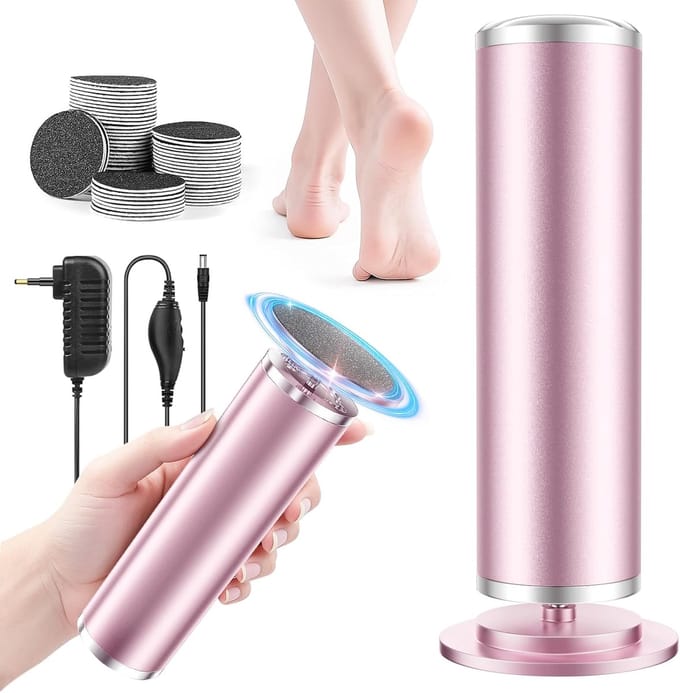 Professional Electric Callus Remover - Aluminium Case - Includes 60 Pieces Sandpaper Discs - Stepless Speed - Luxury Pedicure Set for Hard Calluses, Gaps & Dead Skin