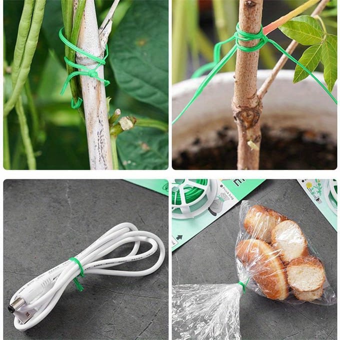 1 Rol 100M Multifunctionele Plastic Staal Draadbinder Stevige Herbruikbare Tuin Bloem Plant Ondersteuning Band Tie gray