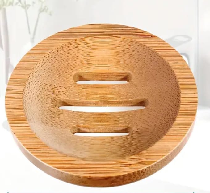 zeepschaaltje - bamboe - rond - met afvoer gaten - per 2 stuks - douche