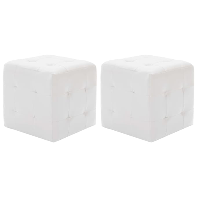 vidaXL - Poef - 2 - st - 30x30x30 - cm - kunstleer - wit