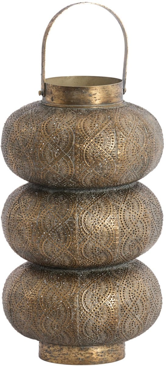Light & Living windlicht KAITO in bruin goud – Ø20x34 cm