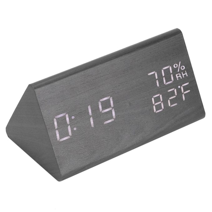 Houten Wekker, Houten LED Digitale Tafelklok Met Tijd Temperatuur Instelbare Helderheid