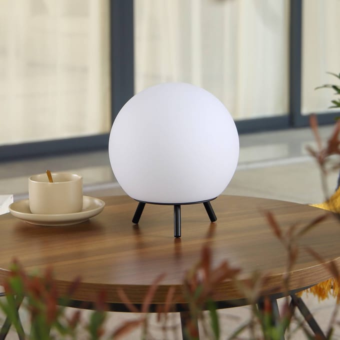 Lindby - Terraslampen- met dimmer - 1licht - Plastic, ijzer - H: 24 cm - wit, zwart - Inclusief lichtbron