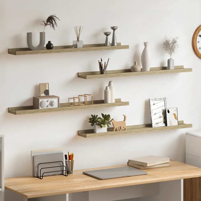 vidaXL - Wandschappen - 4 - st - 80x9x3 - cm - sonoma - eikenkleurig
