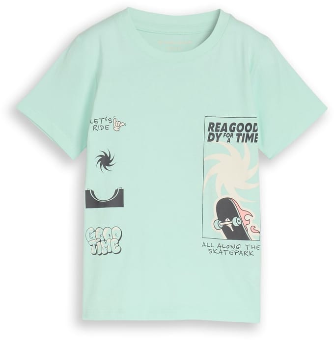 Tom Tailor - T-shirt met opdruk - Maat 128/134 - light bay green
