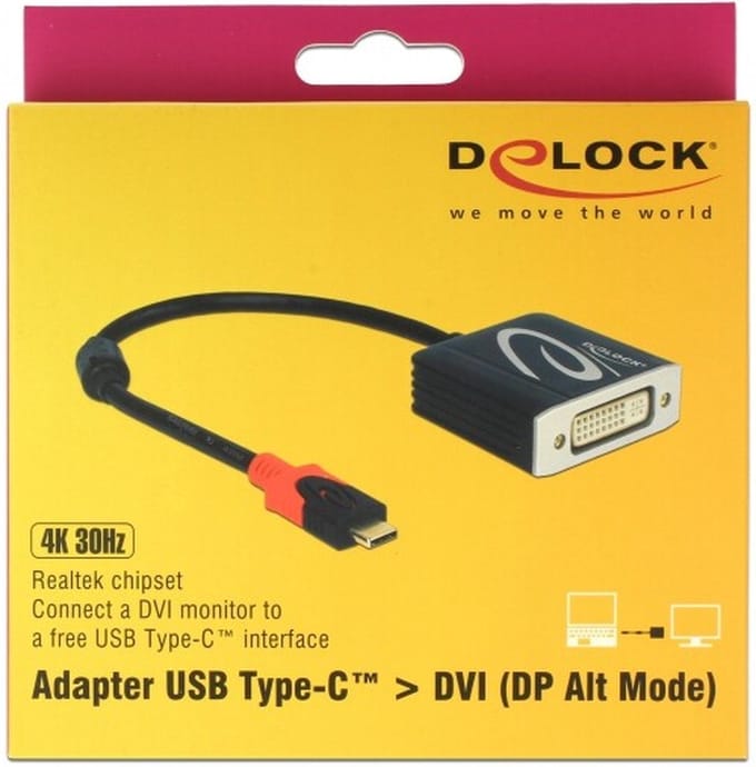 DeLOCK USB-C naar DVI adapter met DP Alt Mode / DP1.2 - 0,20 meter