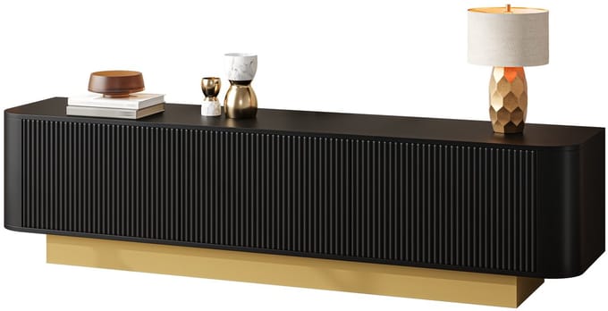 TV-Meubel - Met Afgerond Design en Textuurfront - Opbergruimte - MDF - Wit