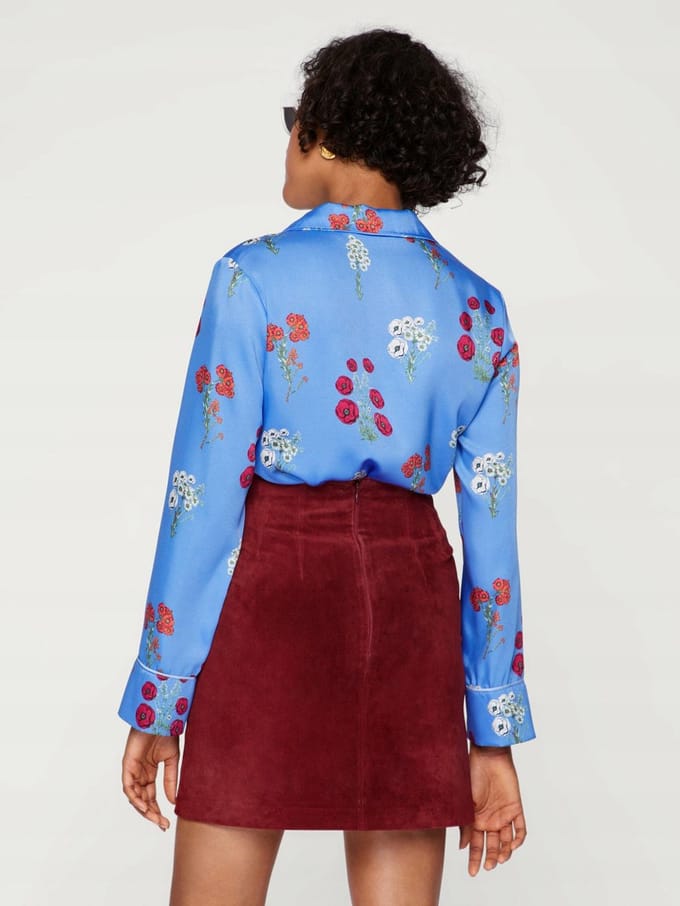 EDITED Serie - Damesblouse - Blauw - Bloemenmotief