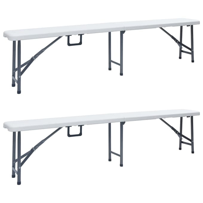 vidaXL - Tuinbanken - inklapbaar - 2 - st - 180 - cm - HDPE - wit