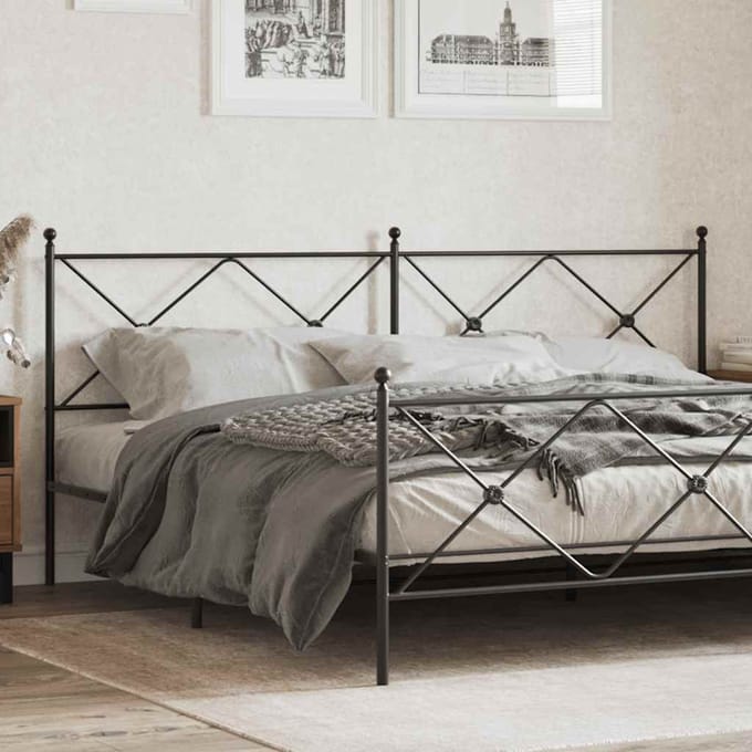 vidaXL - Vervangend - hoofdbord - 200 - cm - metaal - zwart