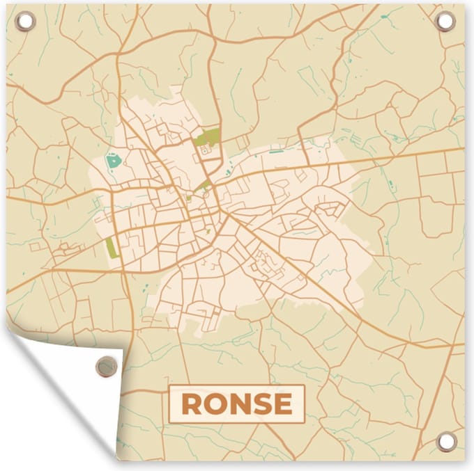 Tuindoek Plattegrond - Stadskaart - Ronse - België - Kaart - 100x100 cm