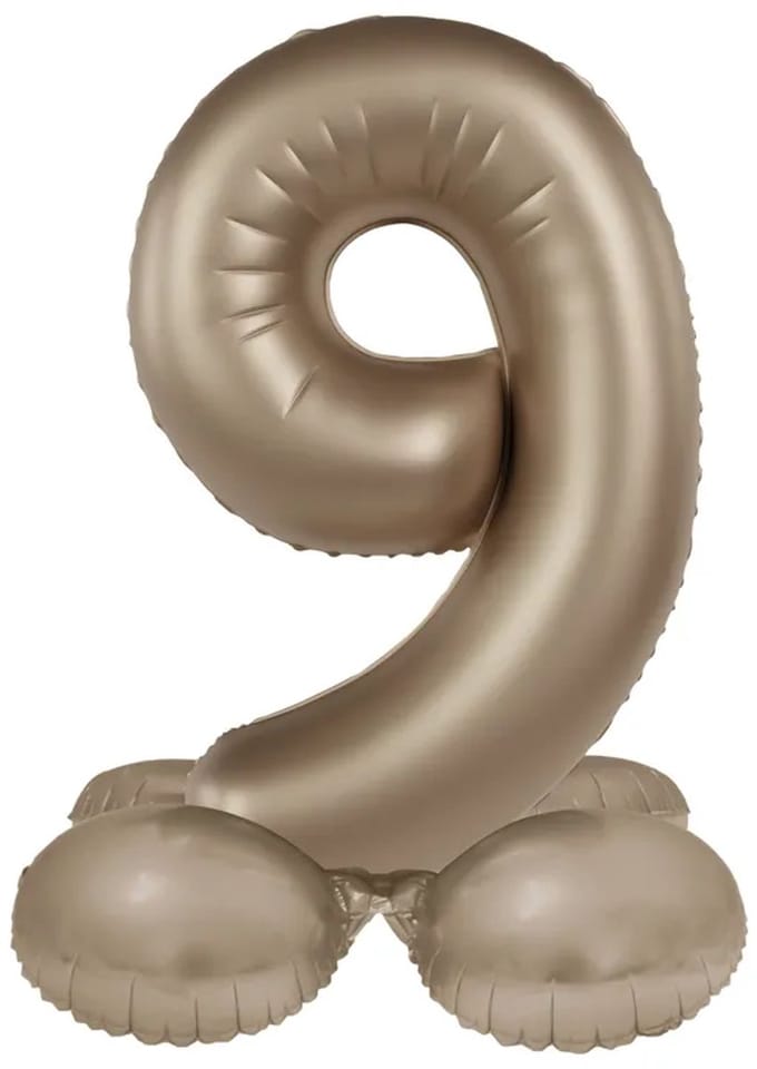 Staande Folieballon Cijfer 9 - Starlight Gold - Satin Gloss - 72 cm