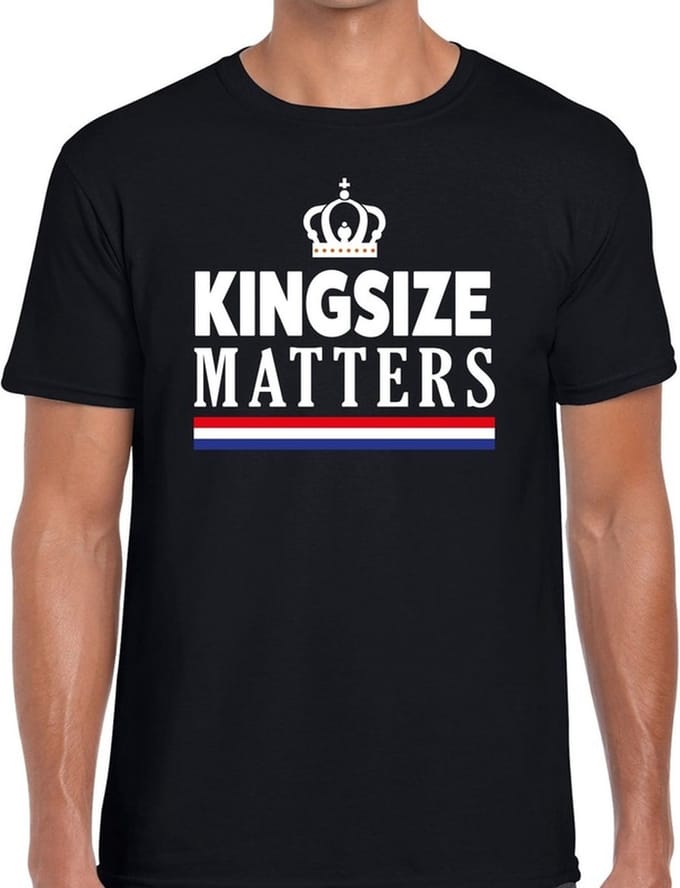 Zwart Kingsize matters t-shirt - Shirt voor heren - Koningsdag kleding M