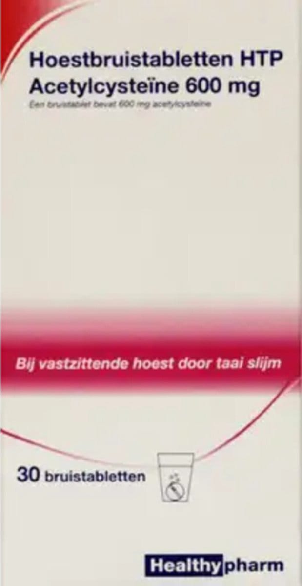 Healthypharm Acetylcysteine 600mg - 1 x 30 bruistabletten