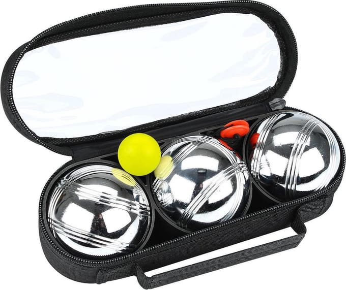 Get & Go Jeu de Boules Set III - 3 Ballen - Chroom/Zwart - Staal