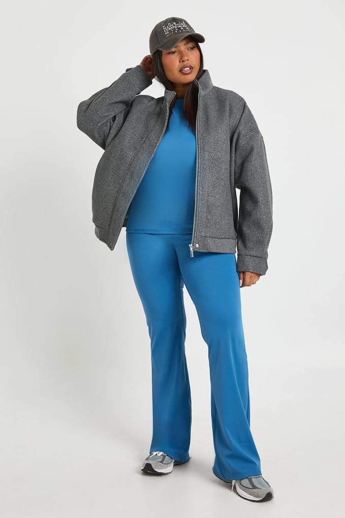 boohoo Dames Plus Super Zachte Hoge Taille Uitlopende Legging | Dark Blue | Maat: 16