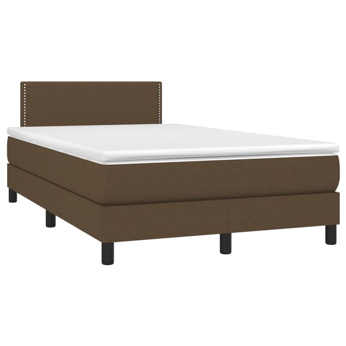 vidaXL - Boxspring - met - matras - en - LED - stof - donkerbruin - 120x200 - cm