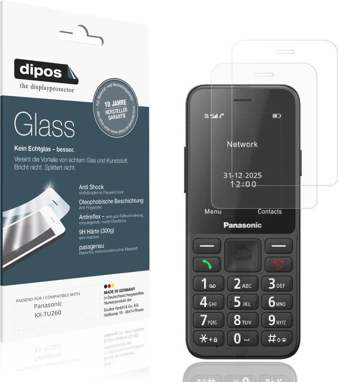 dipos – 2x Matte Pantserfolie geschikt voor Panasonic KX-TU260 | 9H Screenprotector