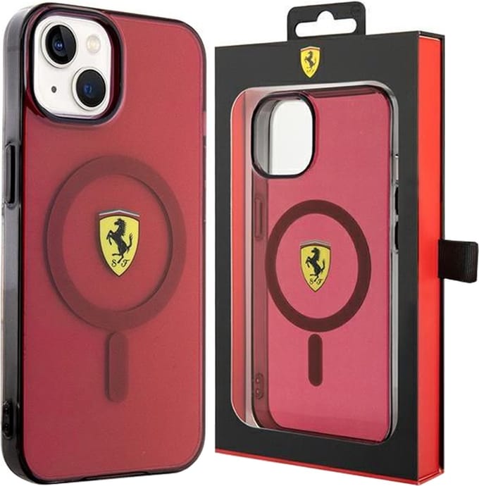 Ferrari Translucent Back Case (MagSafe Compatible) - Geschikt voor Apple iPhone 14 (6.1") - Rood