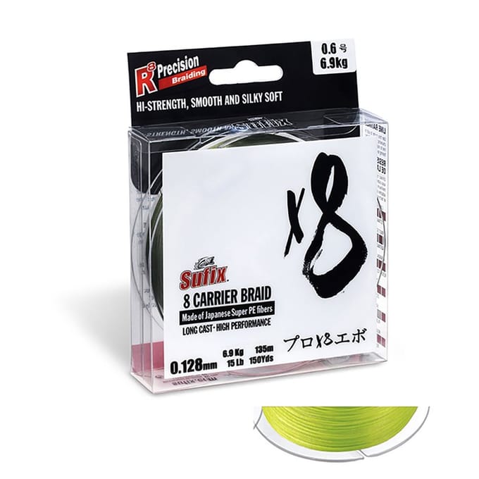 Sufix 8 Carrier Braided Line 0.104mm Fluo Groen