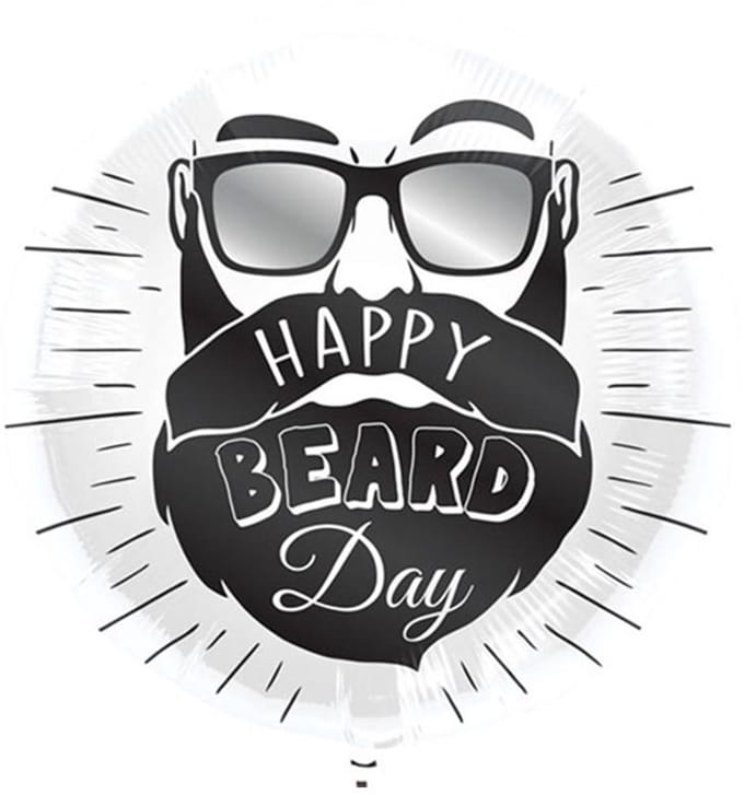 Folat - Folieballon Happy Beard Day Wit 45cm
