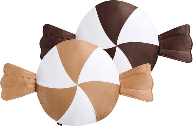 WHIRL CANDY - Sierkussen set van 2 - Bruin/Wit - Polyester