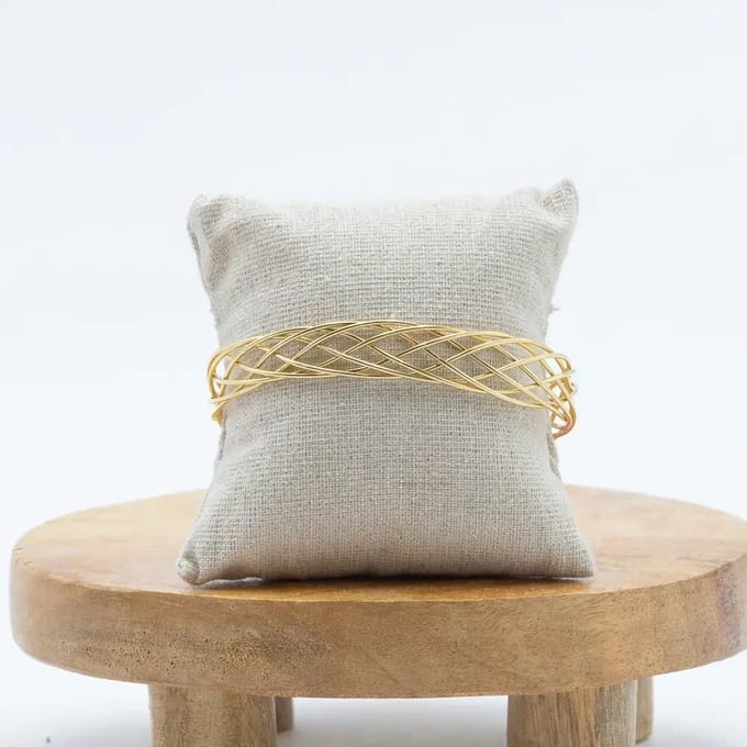 Bangle - Armband - Vlecht - Goudkleurig - Stainless steel