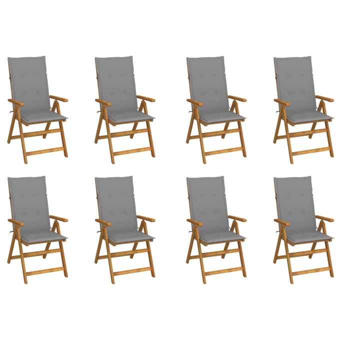 vidaXL - Inklapbare - stoelen - 8 - st - met - kussens - massief - acaciahout