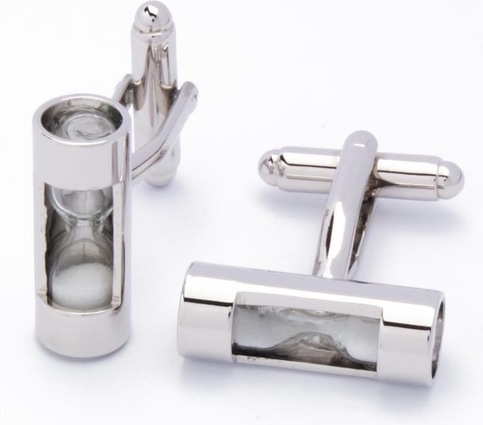 Manchetknopen - Zandloper met Glas Zilver
