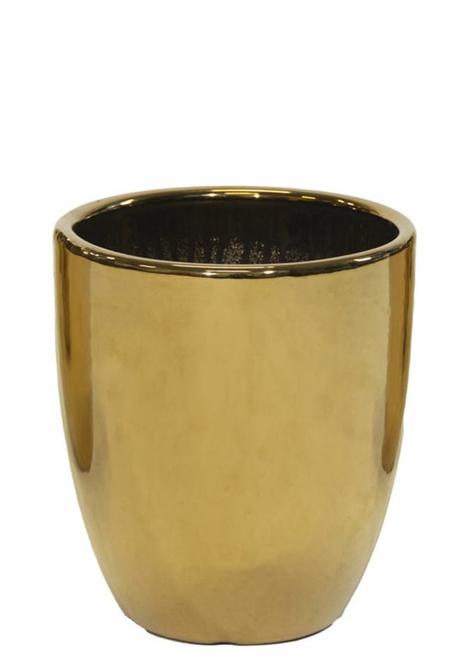 Mega Collections Bloempot Emperor - rond - goud - D20 x H22 cm - glans