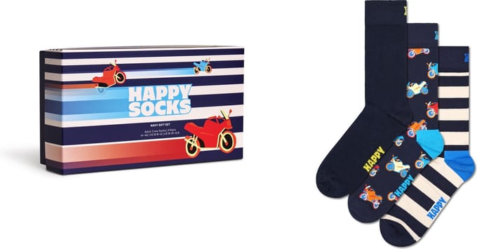 Happy Socks unisex giftbox 3P sokken navy blauw II