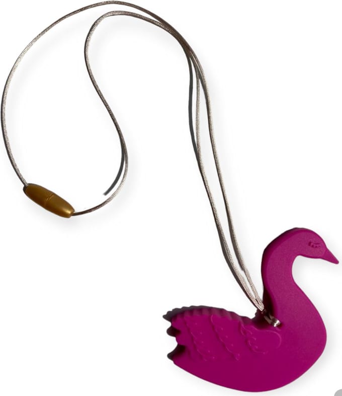 Bijtketting | Zwaan | Fuchsia | Goud | Vanaf 3 jaar!
