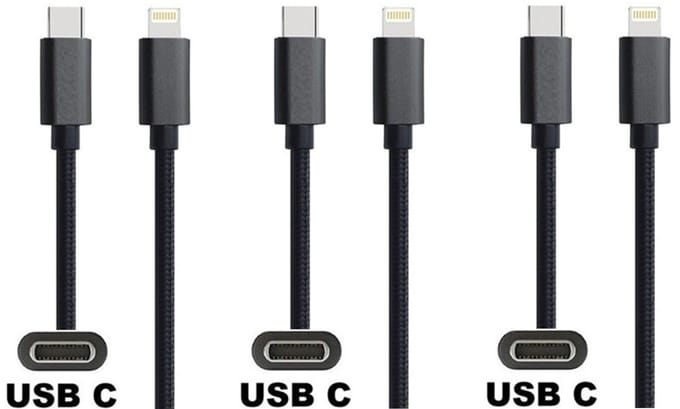 3 stuks OneOne USB C naar Lightning kabel. 1,0m zwarte laadkabel. Oplaadkabel past op Apple iPhone 13 Mini, iPhone 13 Pro, iPhone 13 Pro Max, iPhone 14, iPhone 14 Plus, iPhone 14 Pro, iPhone 14 Pro Max