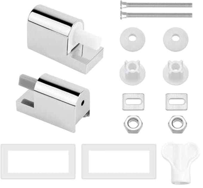Wc-bril scharnier set van 2, Softclose, Zwart, D-vormig, Handmatig