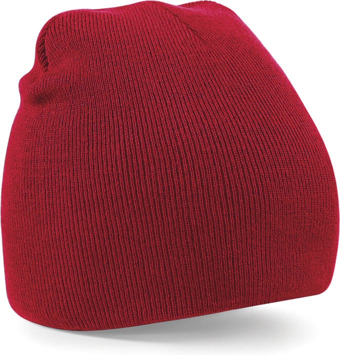 Beechfield Beanie Wintermuts - rood - warme gebreide muts - volwassenen - 100% polyacryl
