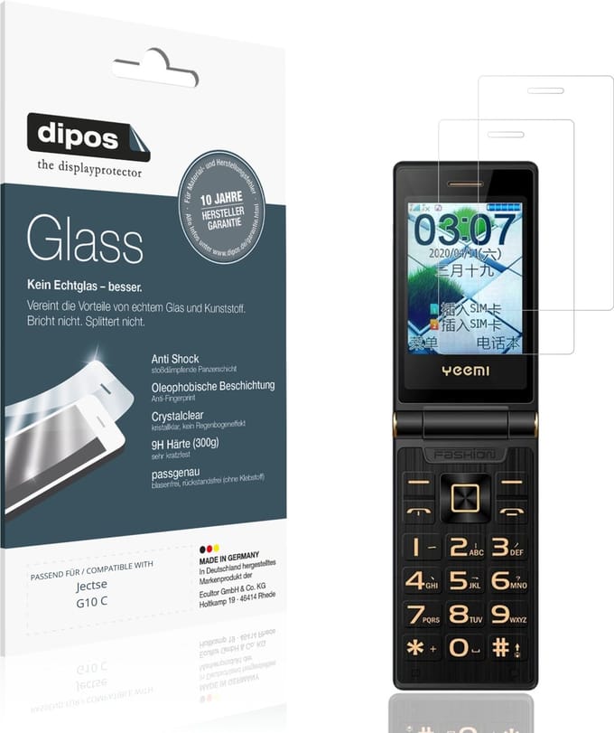 dipos – 2x Pantserfolie geschikt voor Jectse G10 C | 9H Screenprotector