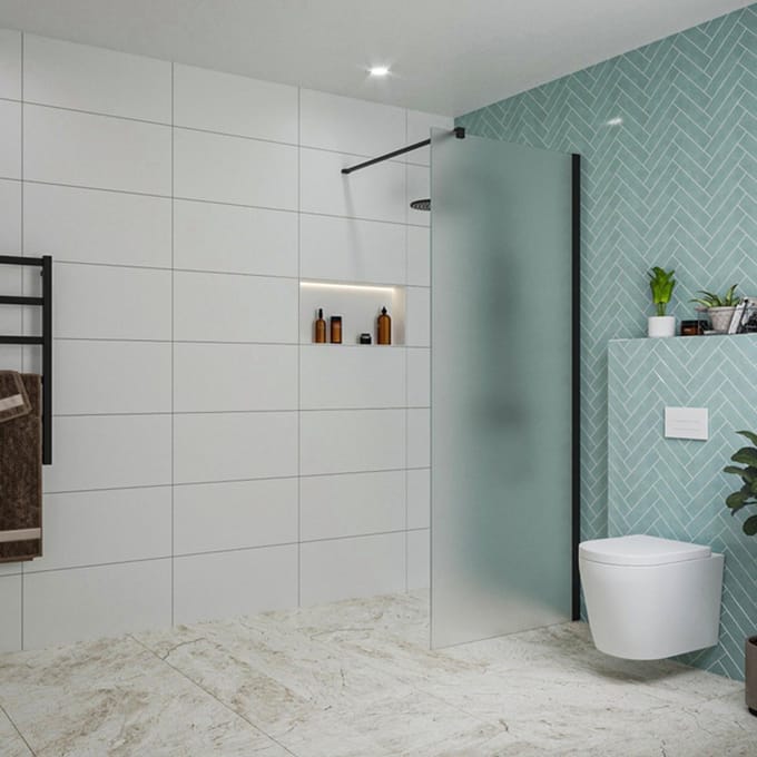 FugaFlow Eccelente Vetro inloopdouche badkamer - 80x200cm - mat glas - wandarm - mat zwart
