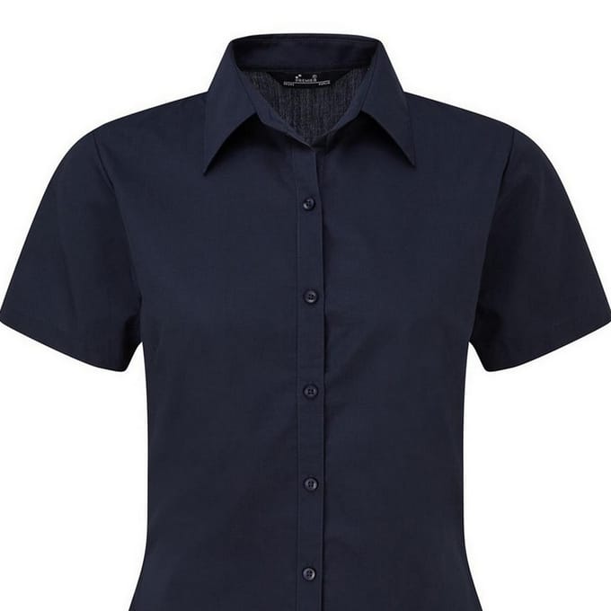 Premier Popeline blouse met korte mouwen / Gewoon werkoverhemd (Marine)